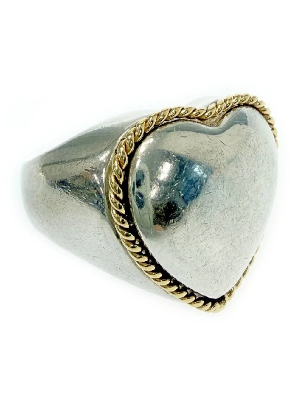 Tiffany & Co Silver Gold Full Heart Twisted Rope Ring